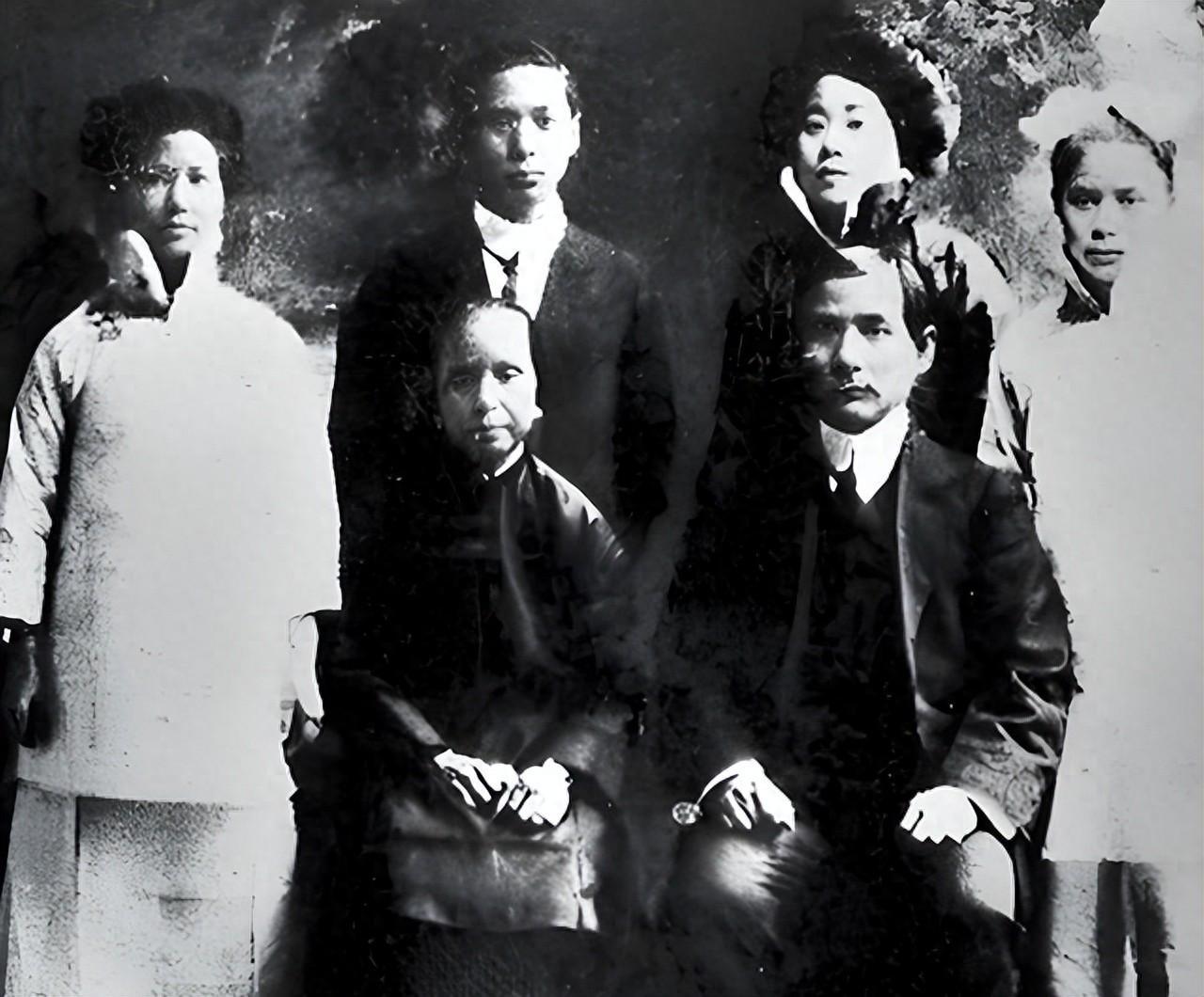 乐鱼网站-1910年，孙中山原配和三个孩子合影，容貌憔悴，命运坎坷！